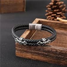 Brazalete Punk de Cuero Trenzado para Hombre