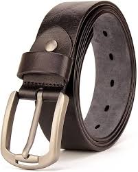 Cinturón de Cuero Vintage para Hombre - Negro 105CM