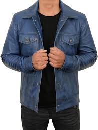 Chaqueta de Piel Authentic para Hombre con Cuello Camisero