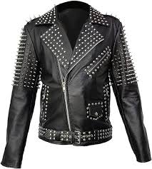 Chaqueta de Cuero Negro Punk para Hombre con Tachuelas