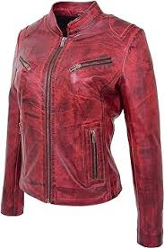 Chaqueta de Cuero Roja Mujer - Estilo Biker Última Moda