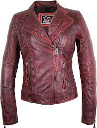 Chaqueta de Piel Auténtica para Mujer - Rojo o Negro