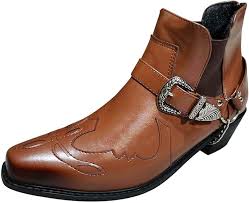 Botas de Vestir de Cuero para Hombre con Tacón Grueso