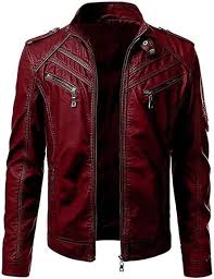 Chaqueta de Cuero Hombre Chic con Cuello Alto