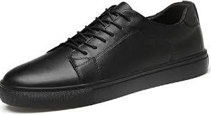 Zapatillas de Deporte de Cuero para Hombre - Comodidad y Estilo en Negro