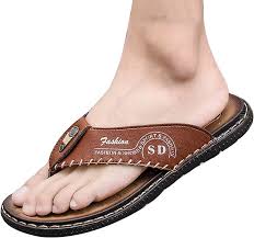 Chanclas de Cuero para Hombre con Soporte de Arco