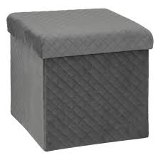 Pouf Plegable Cuadrado UNIMASA - Almacenaje Gris Oscuro