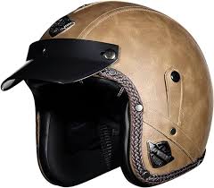 Casco Abierto Retro de Cuero para Moto - ECE Dot Homologado