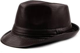 Sombrero Fedora de Cuero PU Color Café para Hombre