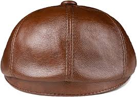 Gorra Newsboy de Cuero Genuino Marrón para Hombre