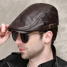 Gorro de Calle MJWDP para Hombre - Boina de Cuero Elegante