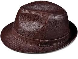 Sombrero Fedora de Cuero Jazz para Hombre