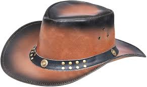 Sombrero Vaquero Unisex de Cuero Marrón - Estilo Outback