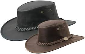 Sombrero Barmah de Piel de Canguro Gris y Negro