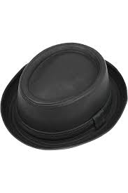 Sombrero Pork Pie Vintage de Piel Negra