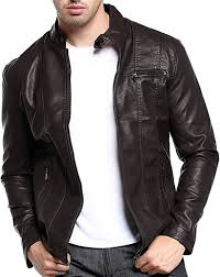 Chaqueta de Cuero Masculina Estilo Motocicleta