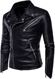 Chaqueta de Cuero Biker para Hombre Punk Rocker