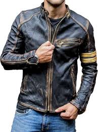 Chaqueta de Piel Vintage para Hombre