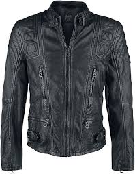 Chaqueta de Cuero Negro Slim Fit Gipsy Highway 2 para Hombre