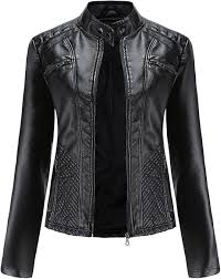 Chaqueta de Cuero Casual para Mujer - Estilo Motociclista