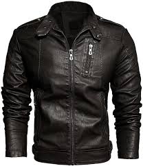 Chaqueta Beisbolera de Cuero para Hombre con Cuello de Terciopelo