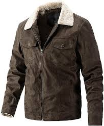 Chaqueta de Cuero Original para Hombre con Cremallera y Bolsillos