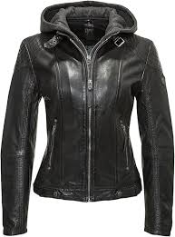 Chaqueta de Piel con Capucha Gipsy para Mujer - Negro