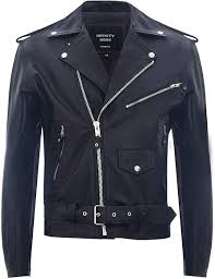 Chaqueta de Cuero Negra Infinity para Hombre Rockero