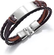 Pulsera de Cuero Trenzado para Hombre HMOOY