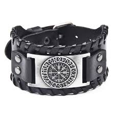 Pulsera Punk de Cuero y Aleación para Hombre