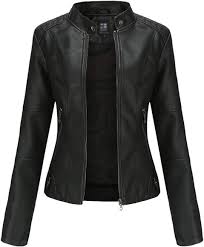 Chaqueta de PU Sintético Mujer Slim Fit Elegante