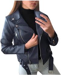 Cazadora de Moto de Piel para Mujer - Estilo Rockero