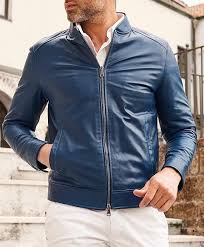 Chaqueta de Cuero Denim Azul para Hombre D'Arienzo