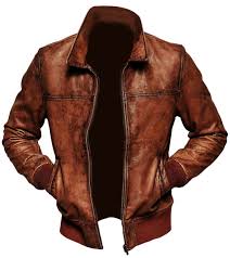 Chaqueta Bomber de Cuero Retro para Hombre