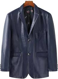 Blazer de Hombre en Cuero Artificial con Cuello