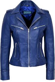 Chaqueta de Piel Mujer Rider9823 Azul Entallada