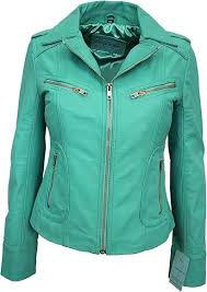 Chaqueta de Piel Napa Turquesa para Mujer - Rider