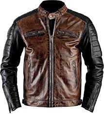 Chaqueta de Cuero Marrón para Hombre Biker