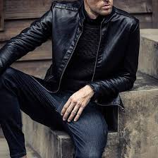 Chaqueta Biker de Cuero para Hombre ZYCSKTL