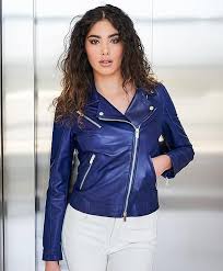 Chaqueta de Cuero Azul D'Arienzo para Mujer