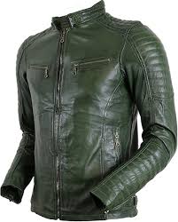 Chaqueta de Piel MDM para Hombre en Caqui y Verde