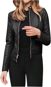 Chaqueta de Cuero Sintético DondPO para Mujer