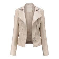 Chaqueta Biker de Cuero PU para Mujer - Otoño/Primavera