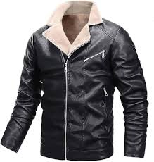 Chaqueta de Cuero para Hombre con Forro de Franela