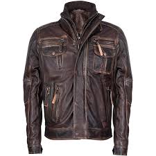 Chaqueta de Cuero Brando Vintage Marrón para Motociclista