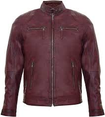 Chaqueta de Cuero Borgoña para Hombre Infinity