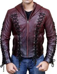 Chaqueta Trenca de Cuero Rojo para Hombre