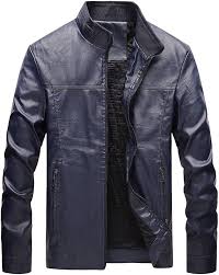 Chaqueta de Cuero Azul para Hombre