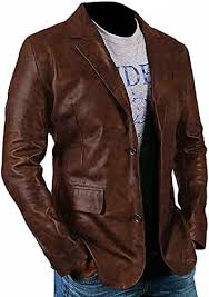 Chaqueta de Piel de Cordero Marrón para Hombre - Dos Botones