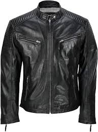 Chaqueta de Cuero Negro Vintage para Hombre - Estilo Motociclista